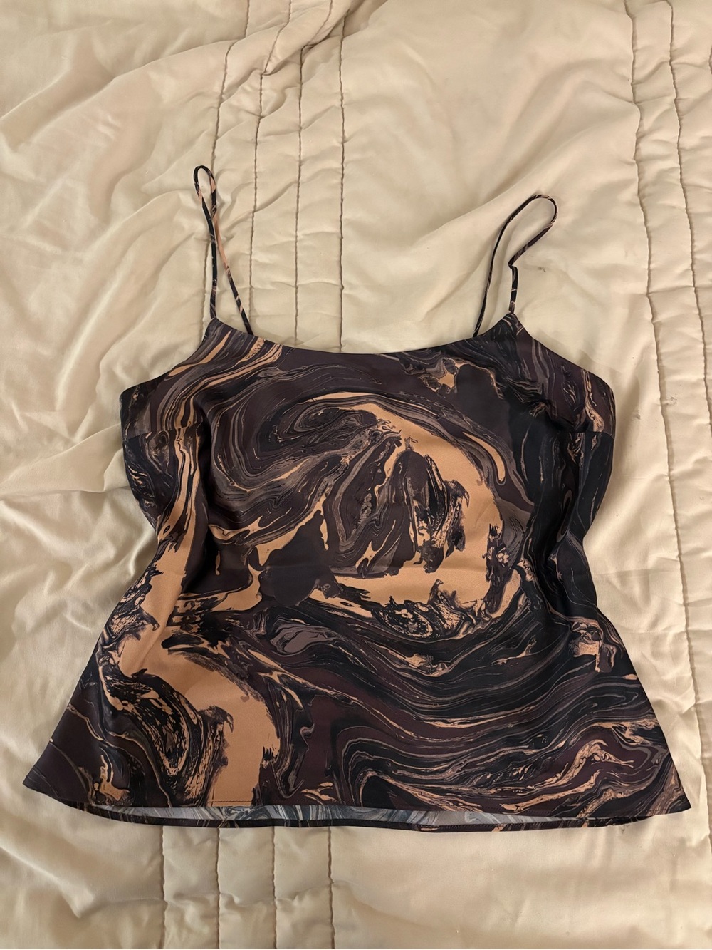 Express Satin Black and Brown Marble Cami Top